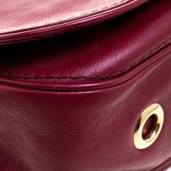 Pre Owned Carolina Herrera Burgundy Leather New Baltazar Shoulder Bag