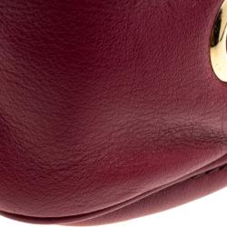 Pre Owned Carolina Herrera Burgundy Leather New Baltazar Shoulder Bag