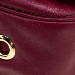 Pre Owned Carolina Herrera Burgundy Leather New Baltazar Shoulder Bag