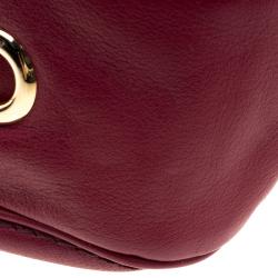 Pre Owned Carolina Herrera Burgundy Leather New Baltazar Shoulder Bag