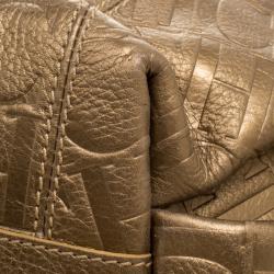 Pre Owned Carolina Herrera Bronze Monogram Embossed Leather Dahlia Hobo