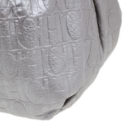 Pre Owned Carolina Herrera Silver Leather Audrey Pouch Bag