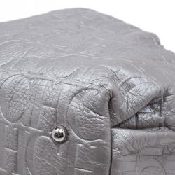 Pre Owned Carolina Herrera Silver Leather Audrey Pouch Bag