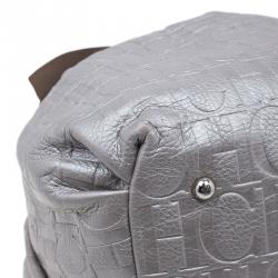 Pre Owned Carolina Herrera Silver Leather Audrey Pouch Bag