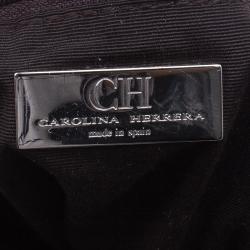 Pre Owned Carolina Herrera Silver Leather Audrey Pouch Bag