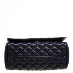 Pre Owned Carolina Herrera Black Quilted Leather Flap Bag