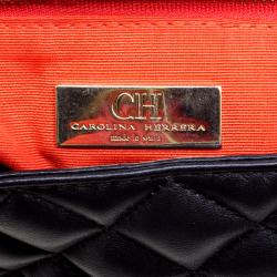 Pre Owned Carolina Herrera Black Quilted Leather Flap Bag