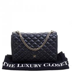 Pre Owned Carolina Herrera Black Quilted Leather Flap Bag