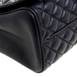Pre Owned Carolina Herrera Black Quilted Leather Flap Bag