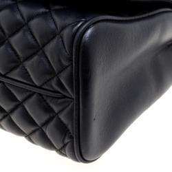Pre Owned Carolina Herrera Black Quilted Leather Flap Bag