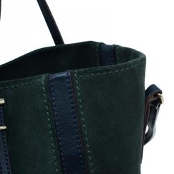 Pre Owned Carolina Herrera Green Suede and Leather Shopper Tote