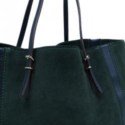 Pre Owned Carolina Herrera Green Suede and Leather Shopper Tote