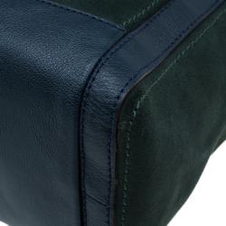 Pre Owned Carolina Herrera Green Suede and Leather Shopper Tote