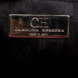 Pre Owned Carolina Herrera Green Suede and Leather Shopper Tote