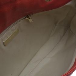 Pre Owned Carolina Herrera Red Monogram Leather Audrey Shoulder Bag