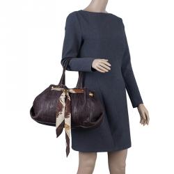 Pre Owned Carolina Herrera Brown Monogram Embossed Scarf Tote