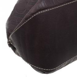 Pre Owned Carolina Herrera Brown Monogram Embossed Scarf Tote