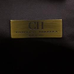 Pre Owned Carolina Herrera Brown Monogram Embossed Scarf Tote