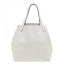 Pre Owned Carolina Herrera Monogram Leather Embossed Matryoshka Tote