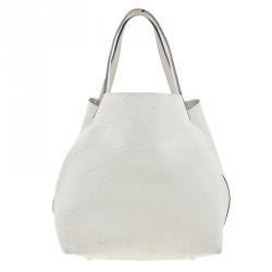 Pre Owned Carolina Herrera Monogram Leather Embossed Matryoshka Tote