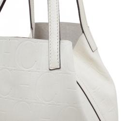 Pre Owned Carolina Herrera Monogram Leather Embossed Matryoshka Tote