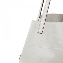 Pre Owned Carolina Herrera Monogram Leather Embossed Matryoshka Tote