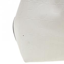 Pre Owned Carolina Herrera Monogram Leather Embossed Matryoshka Tote