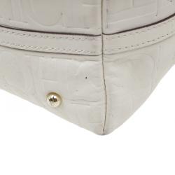 Pre Owned Carolina Herrera Monogram Leather Embossed Matryoshka Tote