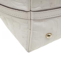 Pre Owned Carolina Herrera Monogram Leather Embossed Matryoshka Tote