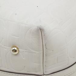 Pre Owned Carolina Herrera Monogram Leather Embossed Matryoshka Tote