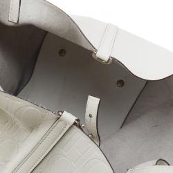 Pre Owned Carolina Herrera Monogram Leather Embossed Matryoshka Tote