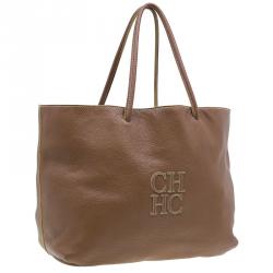Pre Owned CH Carolina Herrera Brown Leather Eva Tote