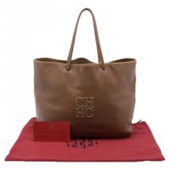 Pre Owned CH Carolina Herrera Brown Leather Eva Tote