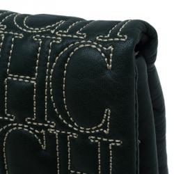 Pre Owned Carolina Herrera Olive Monogram Leather Jerry Clutch