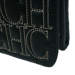 Pre Owned Carolina Herrera Olive Monogram Leather Jerry Clutch