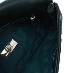 Pre Owned Carolina Herrera Olive Monogram Leather Jerry Clutch