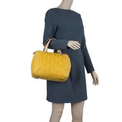 Pre Owned Carolina Herrera Yellow Leather Andy Boston Bag