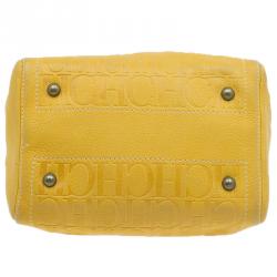 Pre Owned Carolina Herrera Yellow Leather Andy Boston Bag