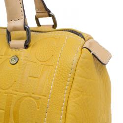 Pre Owned Carolina Herrera Yellow Leather Andy Boston Bag