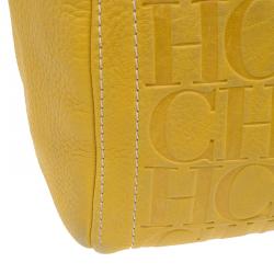 Pre Owned Carolina Herrera Yellow Leather Andy Boston Bag