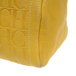 Pre Owned Carolina Herrera Yellow Leather Andy Boston Bag