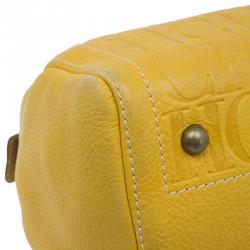 Pre Owned Carolina Herrera Yellow Leather Andy Boston Bag