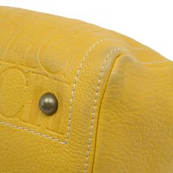 Pre Owned Carolina Herrera Yellow Leather Andy Boston Bag