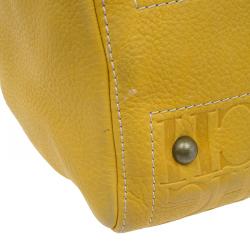 Pre Owned Carolina Herrera Yellow Leather Andy Boston Bag