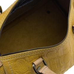 Pre Owned Carolina Herrera Yellow Leather Andy Boston Bag