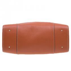Pre Owned Carolina Herrera Orange Leather Tote Bag 