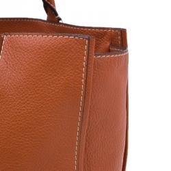 Pre Owned Carolina Herrera Orange Leather Tote Bag 