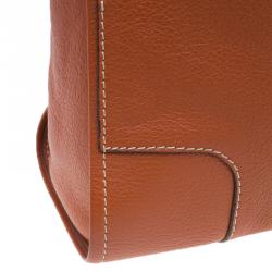 Pre Owned Carolina Herrera Orange Leather Tote Bag 