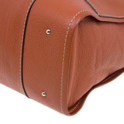 Pre Owned Carolina Herrera Orange Leather Tote Bag 