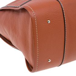 Pre Owned Carolina Herrera Orange Leather Tote Bag 